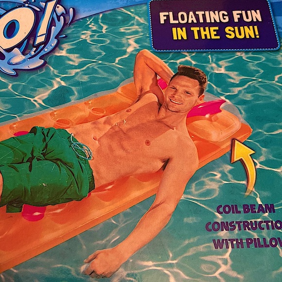 H2O Go Inflatable Pool Lounger Floater In Orange & Pink or Blue & Lime. - Picture 3 of 6